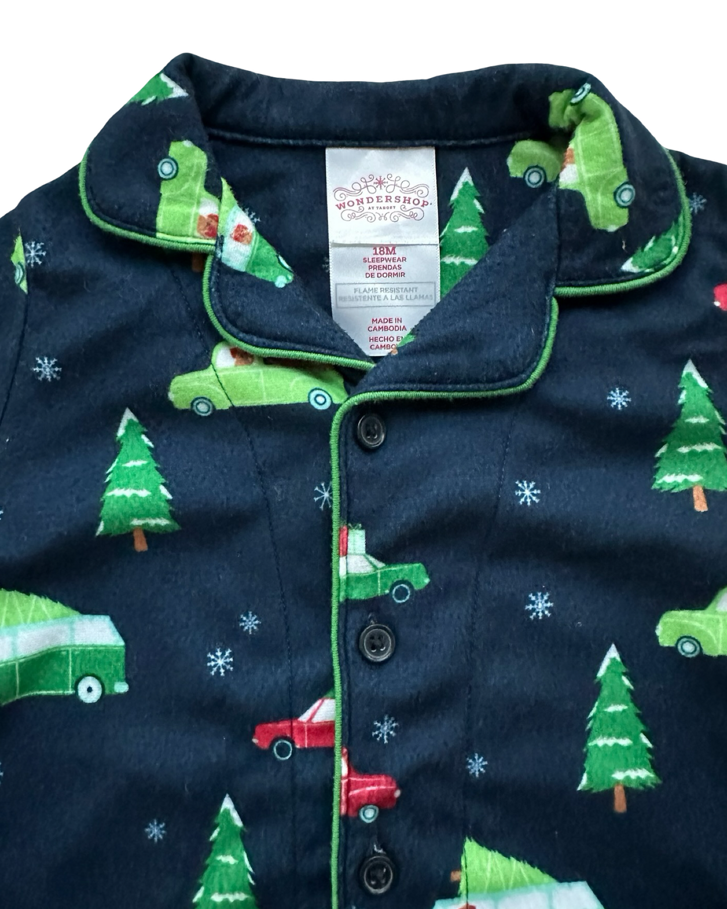 18M Baby Boy Wondershop Flannel Cars 🛻 & Christmas Tree 🎄 Nightwear 2 Pieces Pajama  Set