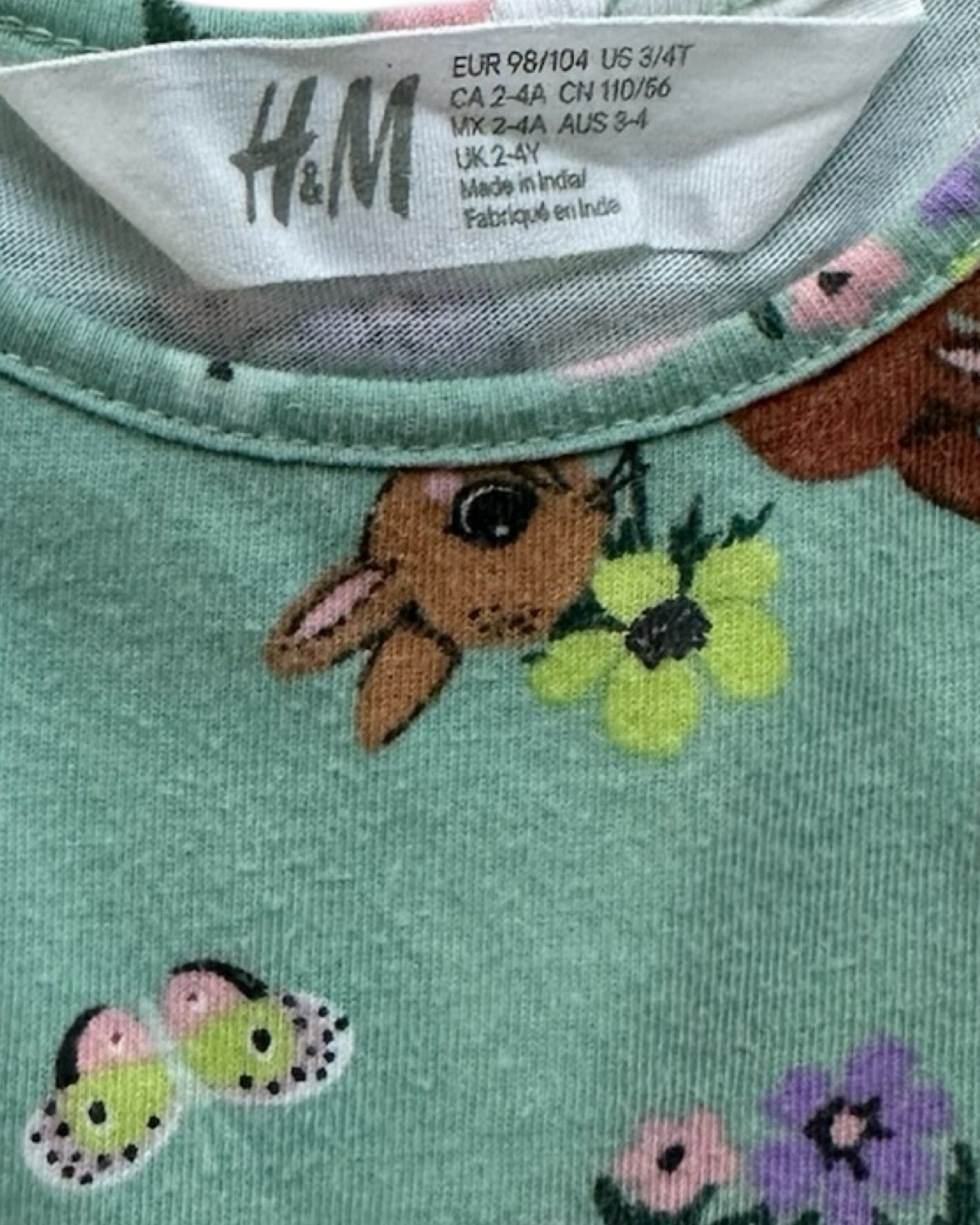 3T-4T Toddler Girls H&M Patterned Jersey Forest / Animal Dress🌳 💐🦄🐇🦋