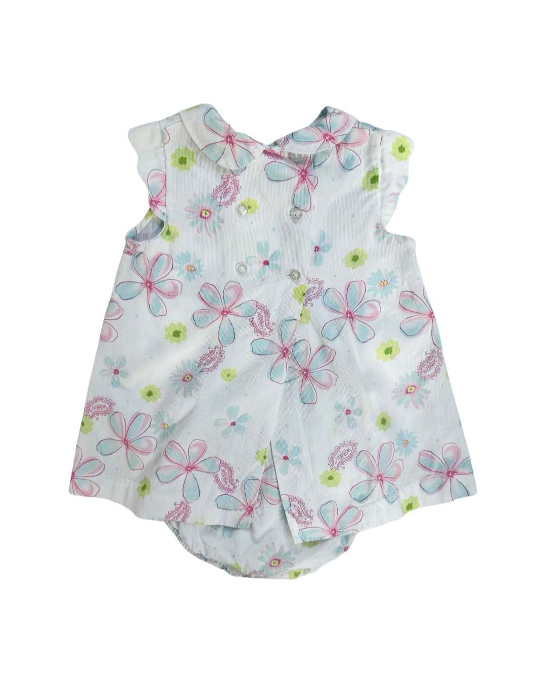 6M Baby Girl Laura Ashley White Collared Pink Floral Dress with Matching Bloomers