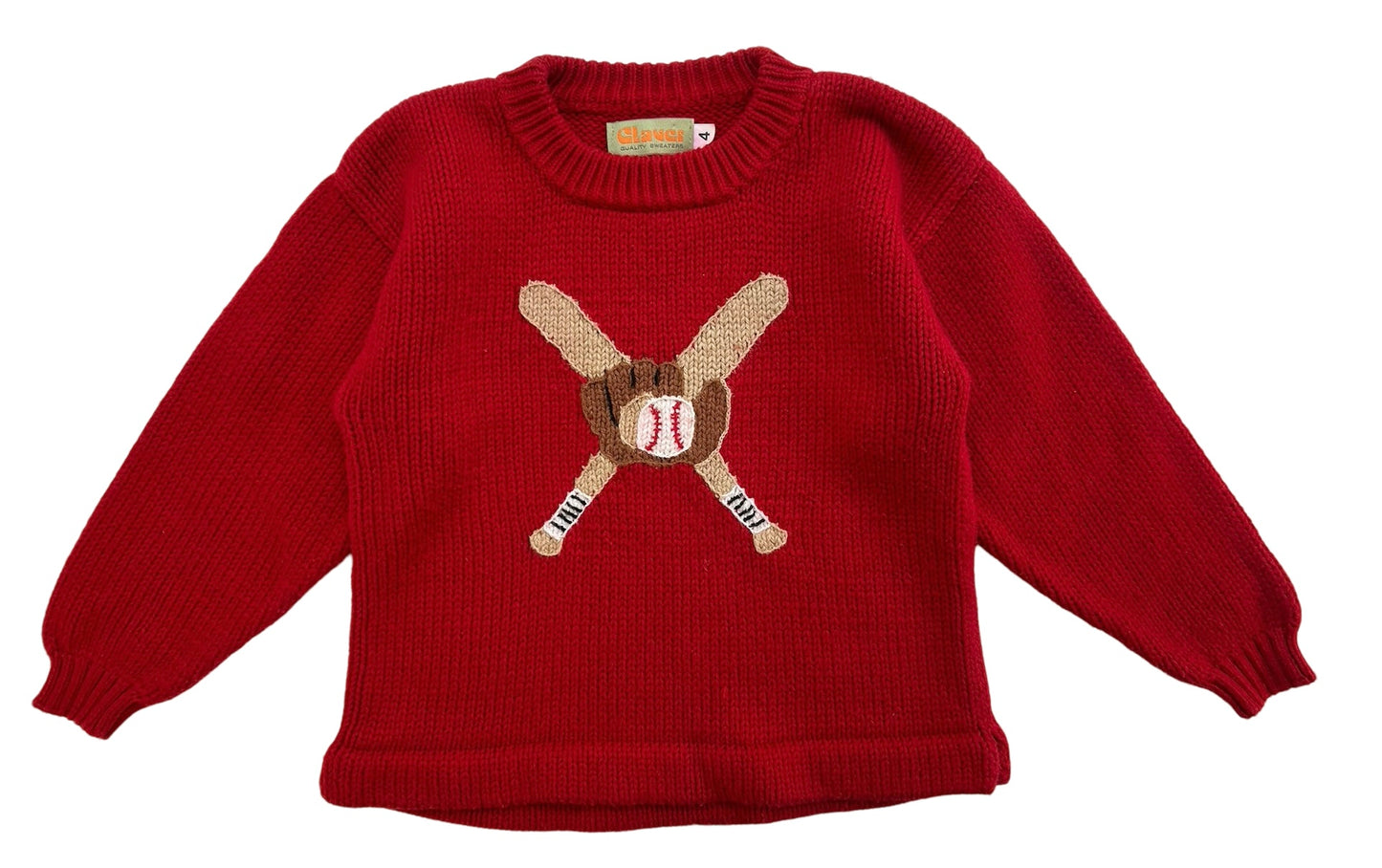 4Y Claver Boys Pull Over Sweater Baseball Mitt And Bat.