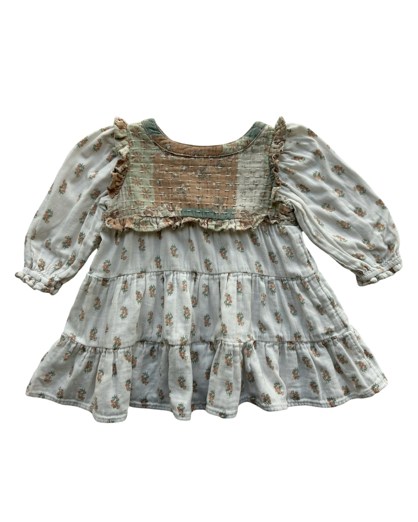 18M Baby Girls Easy-Peasy Patchwork Knit Long Sleeve Dress.