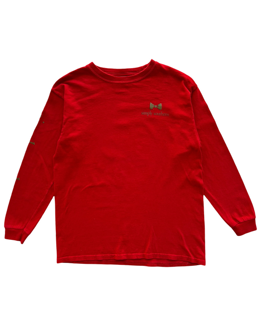 Medium 8 -10Y Simply Southern “Nauti or Nice Preppy Holidays” Long Sleeve T-Shirt.