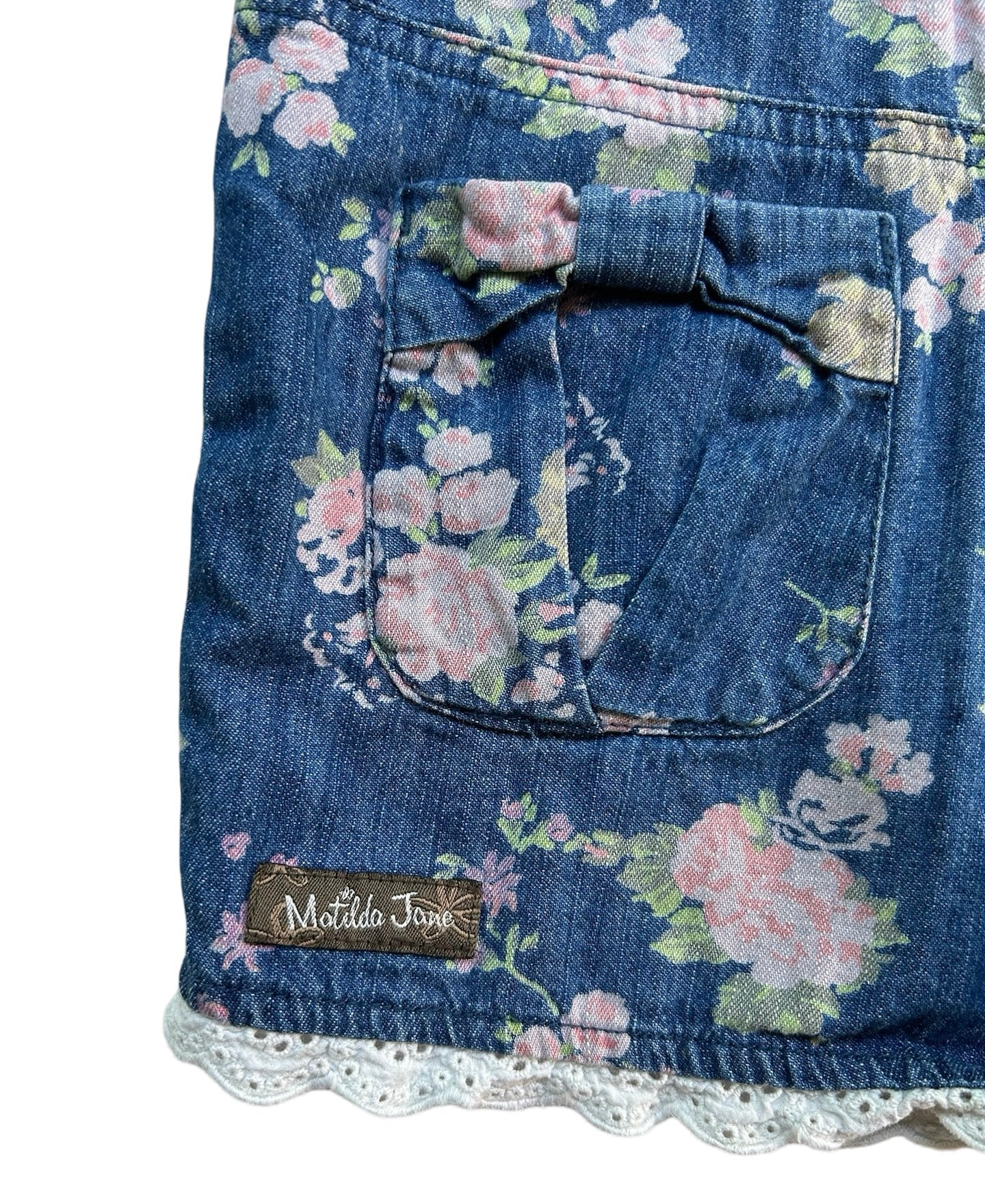 4T Toddler Girl Matilda Jane Adventure Begins Playground Floral Demin Romper Overalls