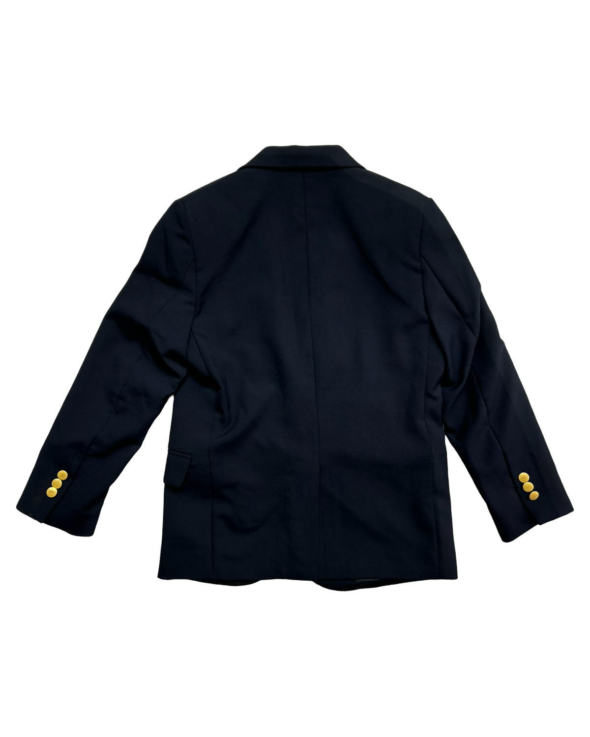 10Y Young Boys Lands’ End Blazer Jacket Navy Blue 45% Wool Lined Brass Buttons.