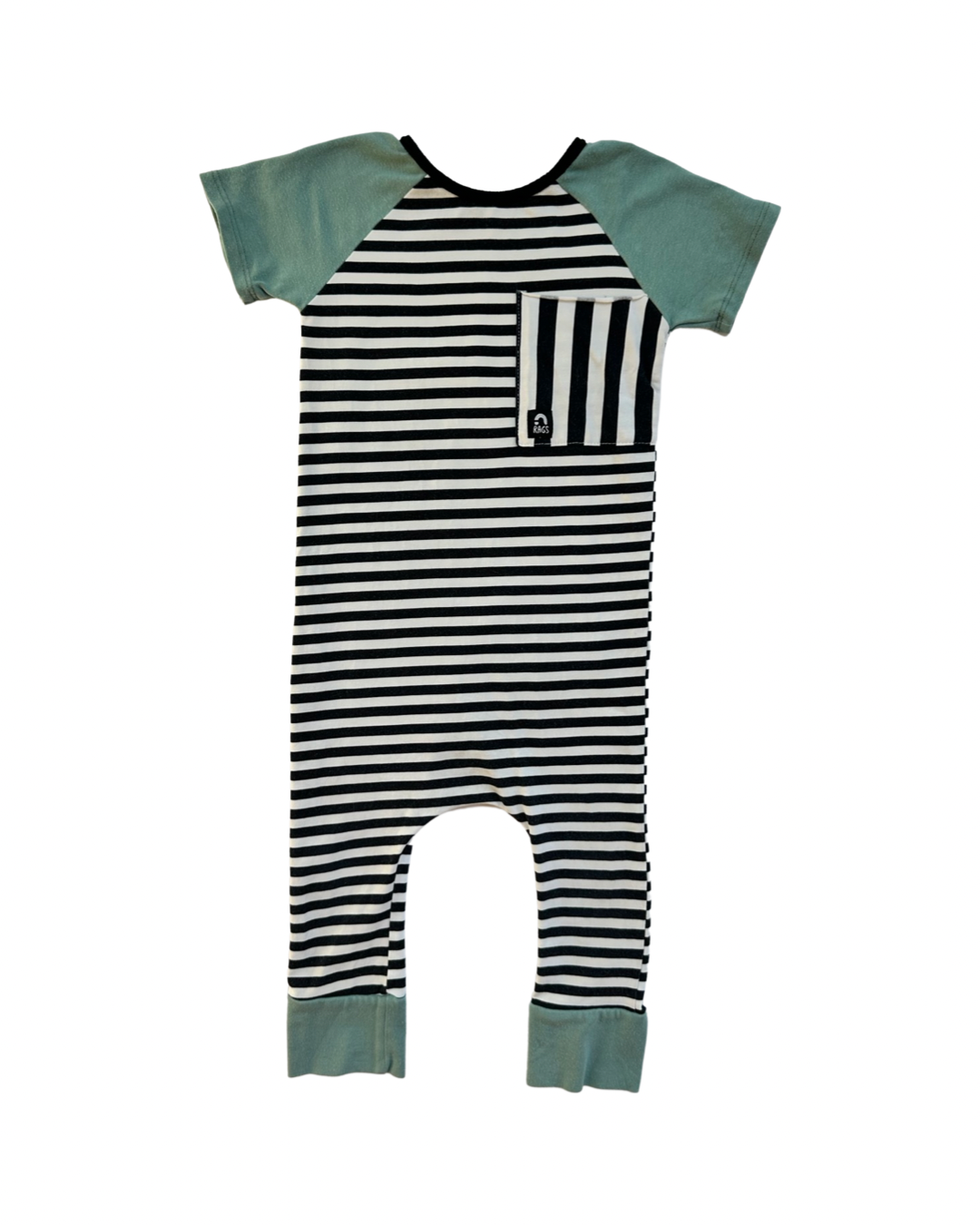 18-24M Baby Boy RAGS to Raches Black & White Striped Romper