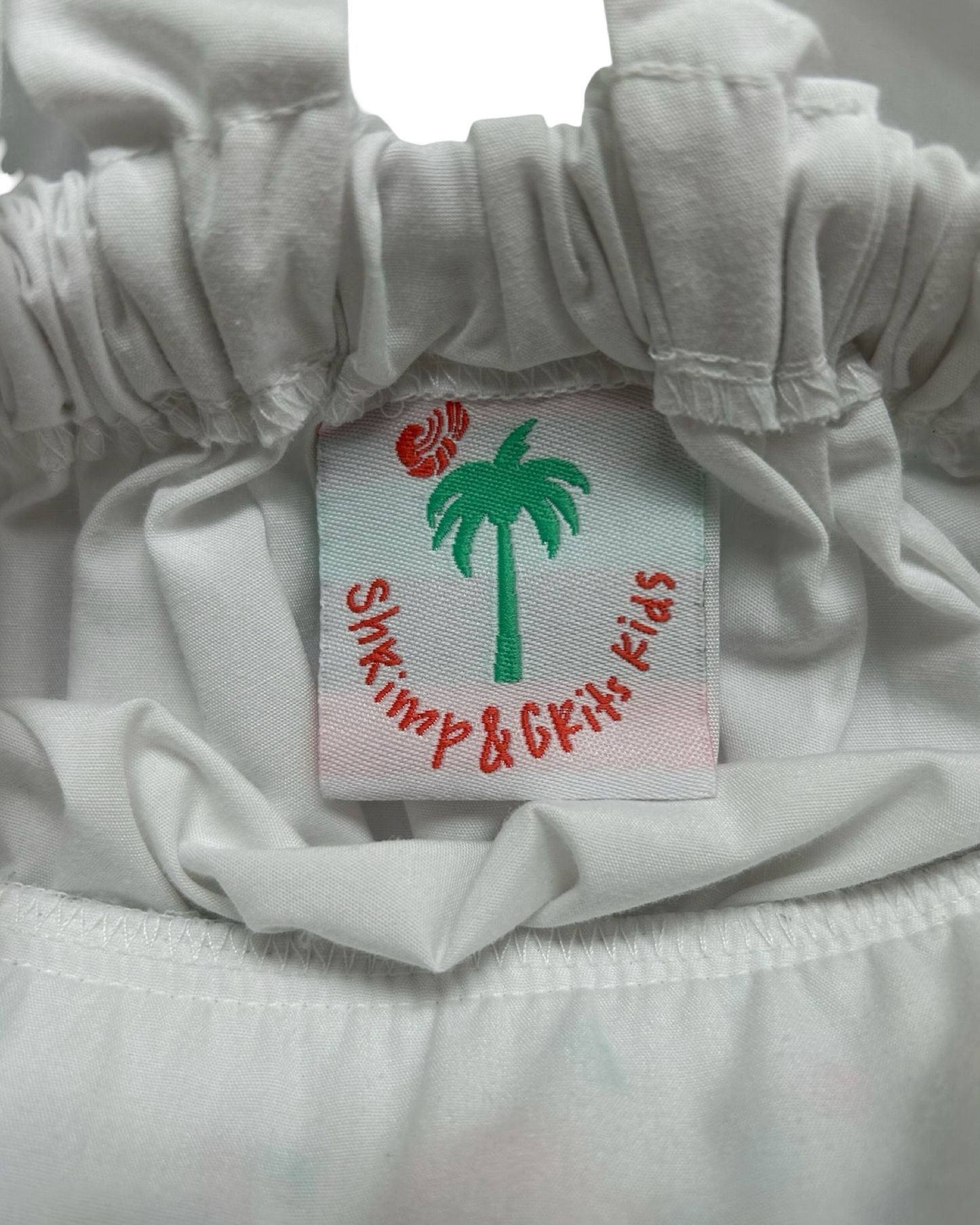 12M Baby Girls Shrimp & Grits Kids Smocked And Embroidered Fish Designs Top / Ruffled Short, 2 Pieces Set.