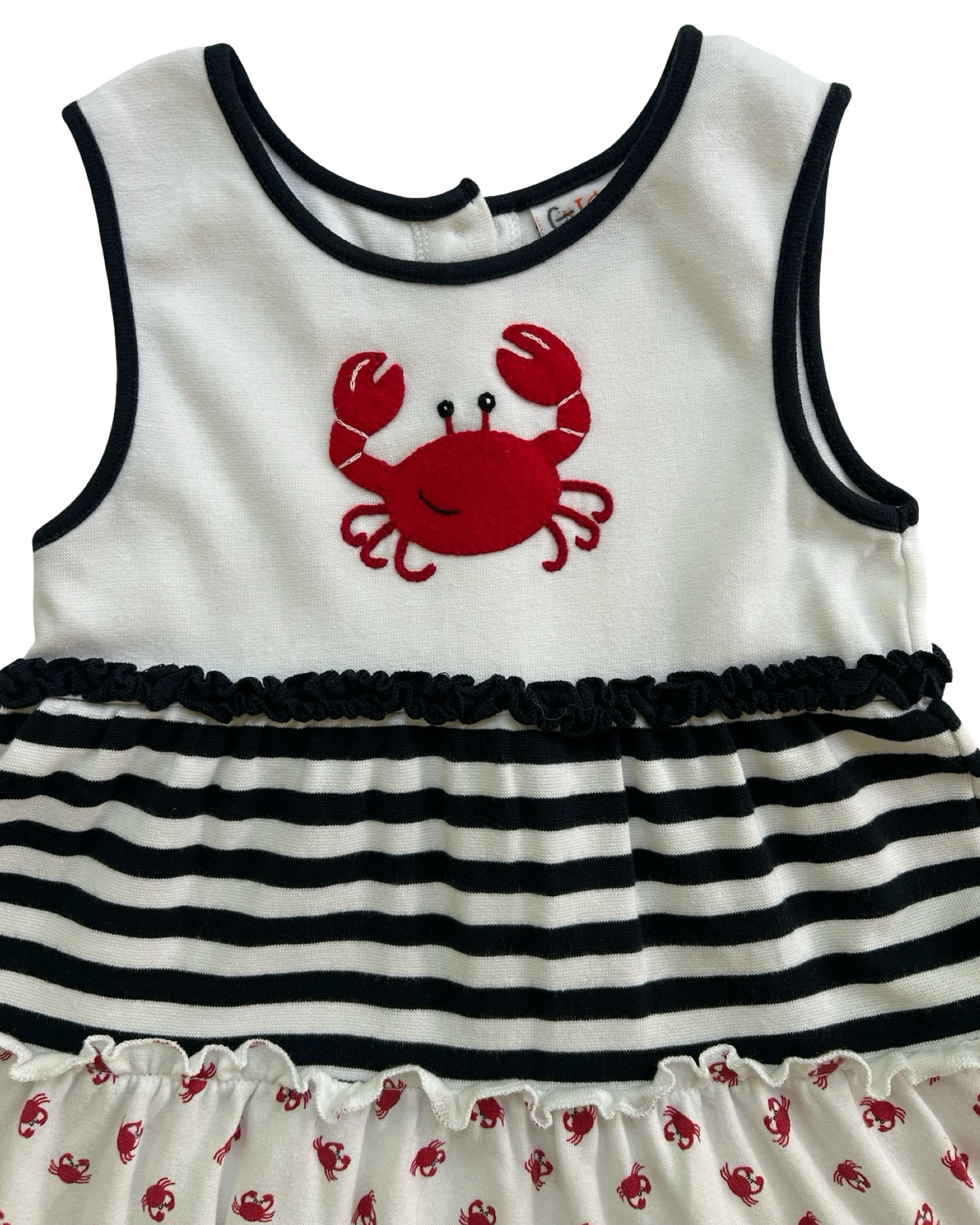 4T  Toddlers Girls Luigi Kids Striped Crab Appliqué Dress.
