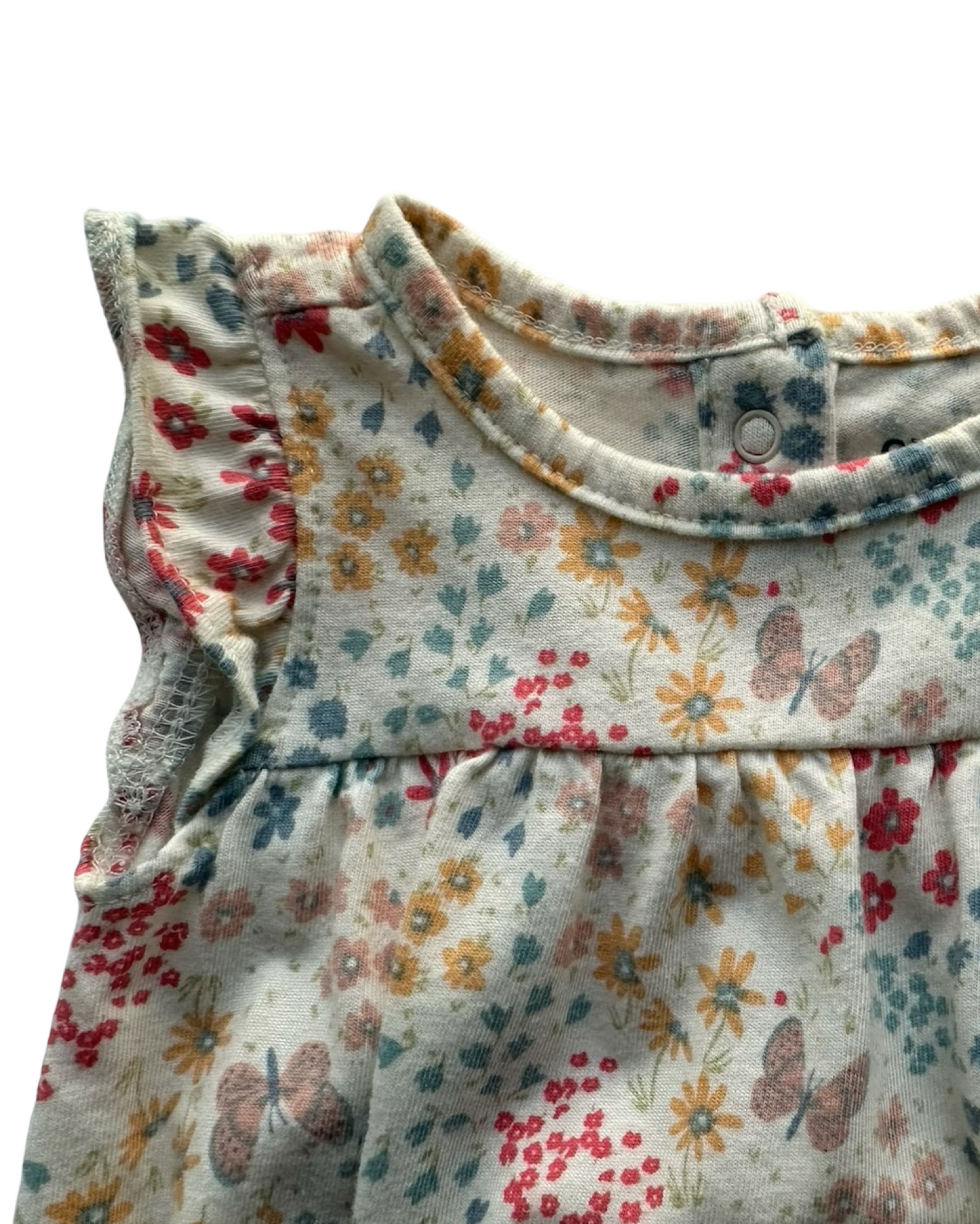 0-3M Baby Girl Old Navy Floral / Butterfly 🦋 Bubble Onesie