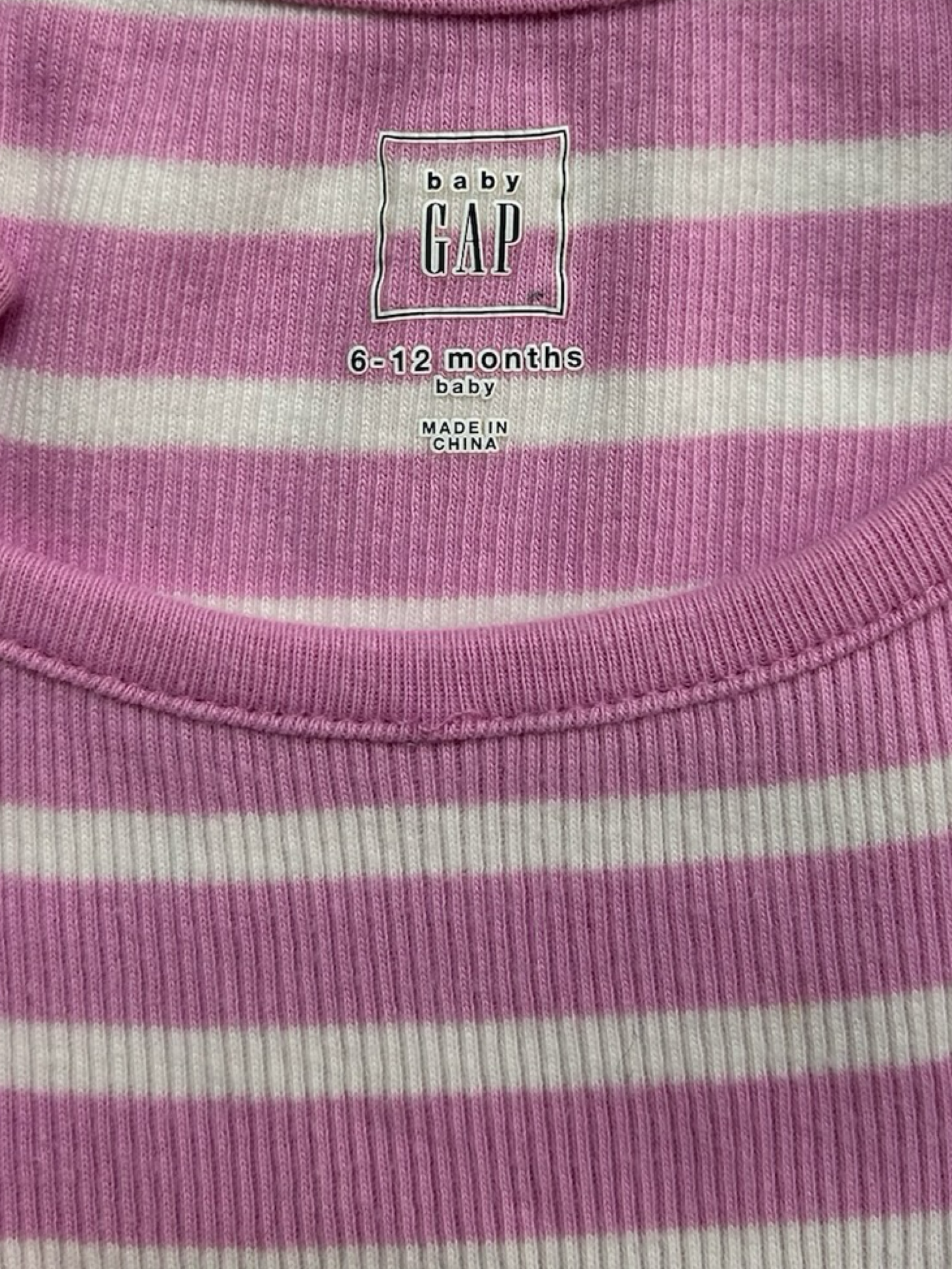 6M-12M Baby Girls Baby Gap Bird 🐦 Pink & White Striped Romper