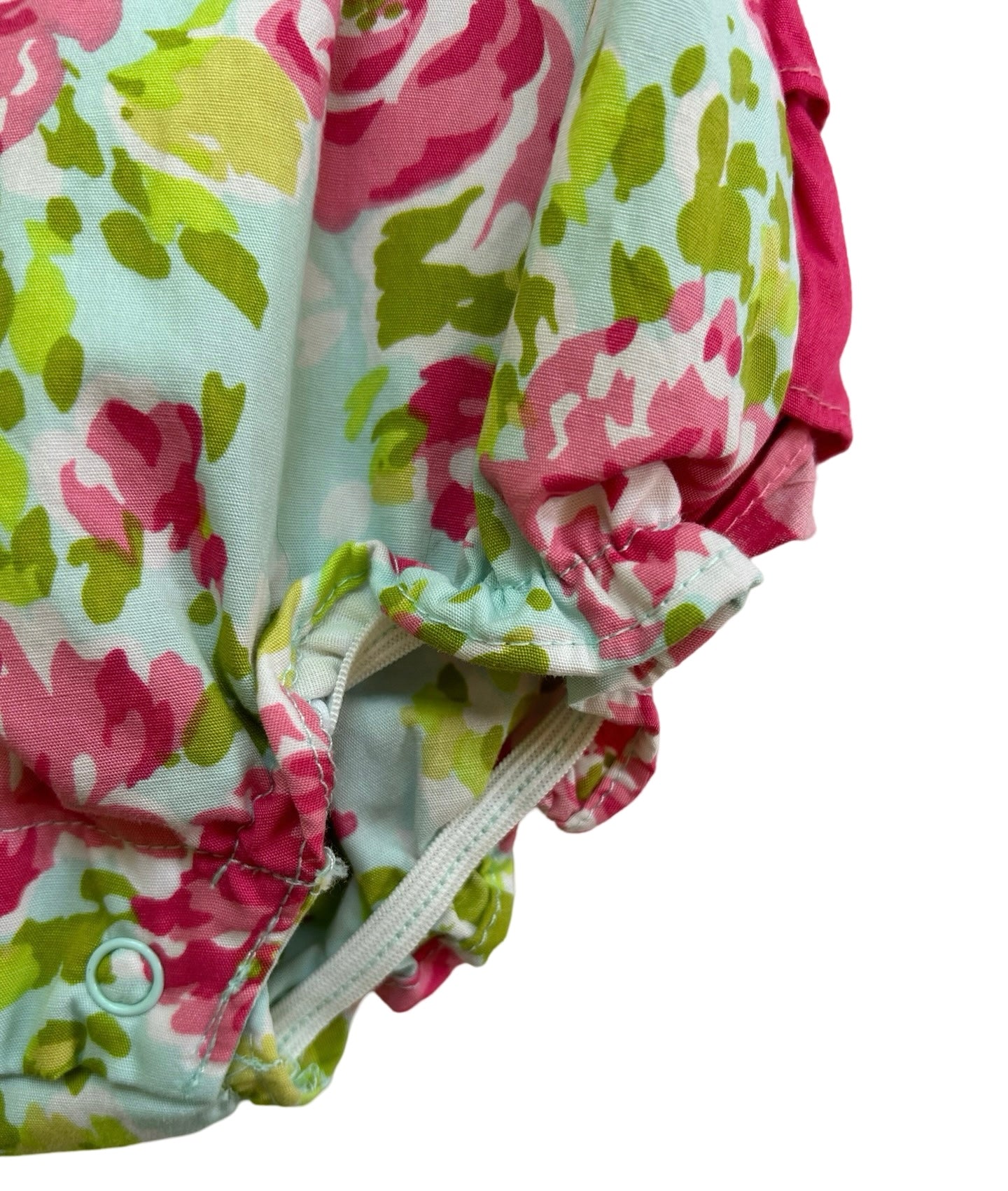 3M - 6M  Baby Girl Bonnie Baby Floral RuffleButts Bubble Romper Set 2 Pieces.