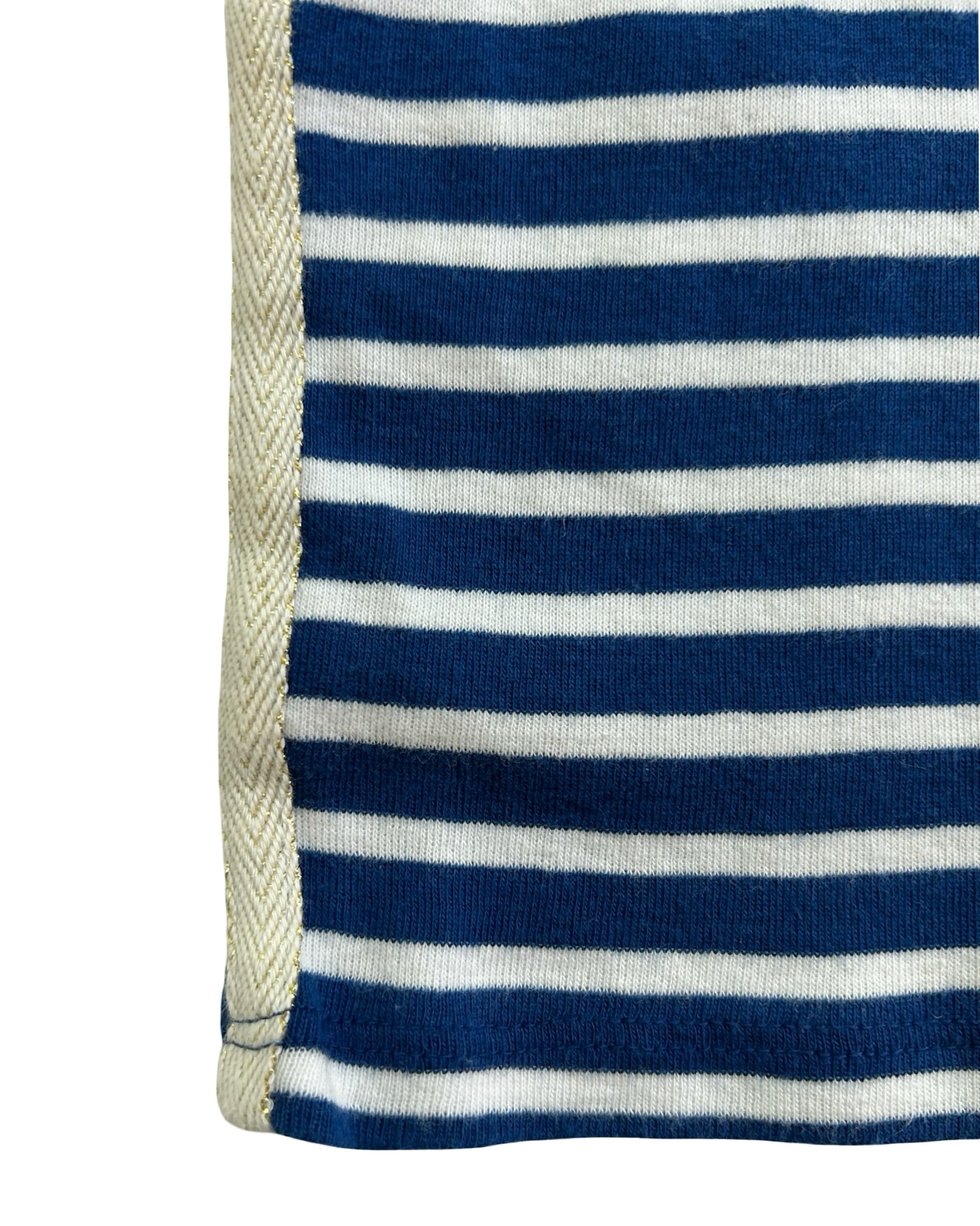 4-5 Toddlers Girls Mini Boden Tea And Crumpets Embellished Breton 3/4 Sleeves Tee Shirt.
