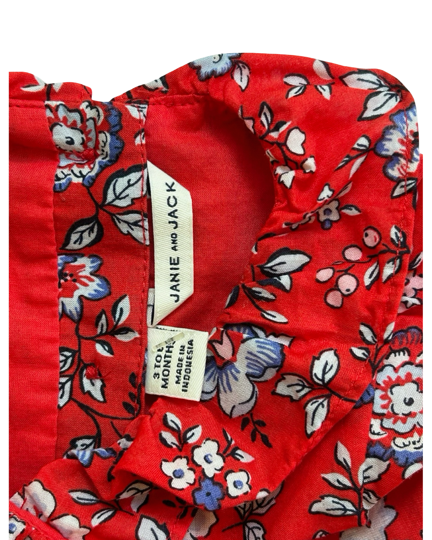 3M-6M Baby Girls Janie & Jack Floral Ruffle Trim Dress With Diaper Cover 2 Piece Set NWOT.