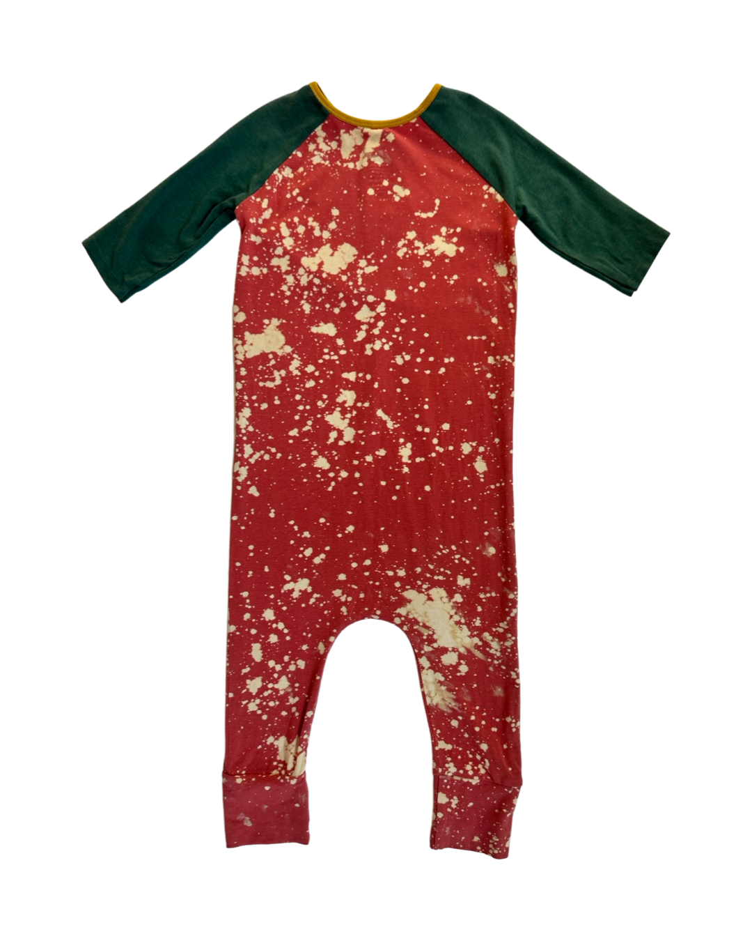 2T Toddler Boy RAGS to Raches Red / Yellow & Green Acid Wash Long Sleeve Romper