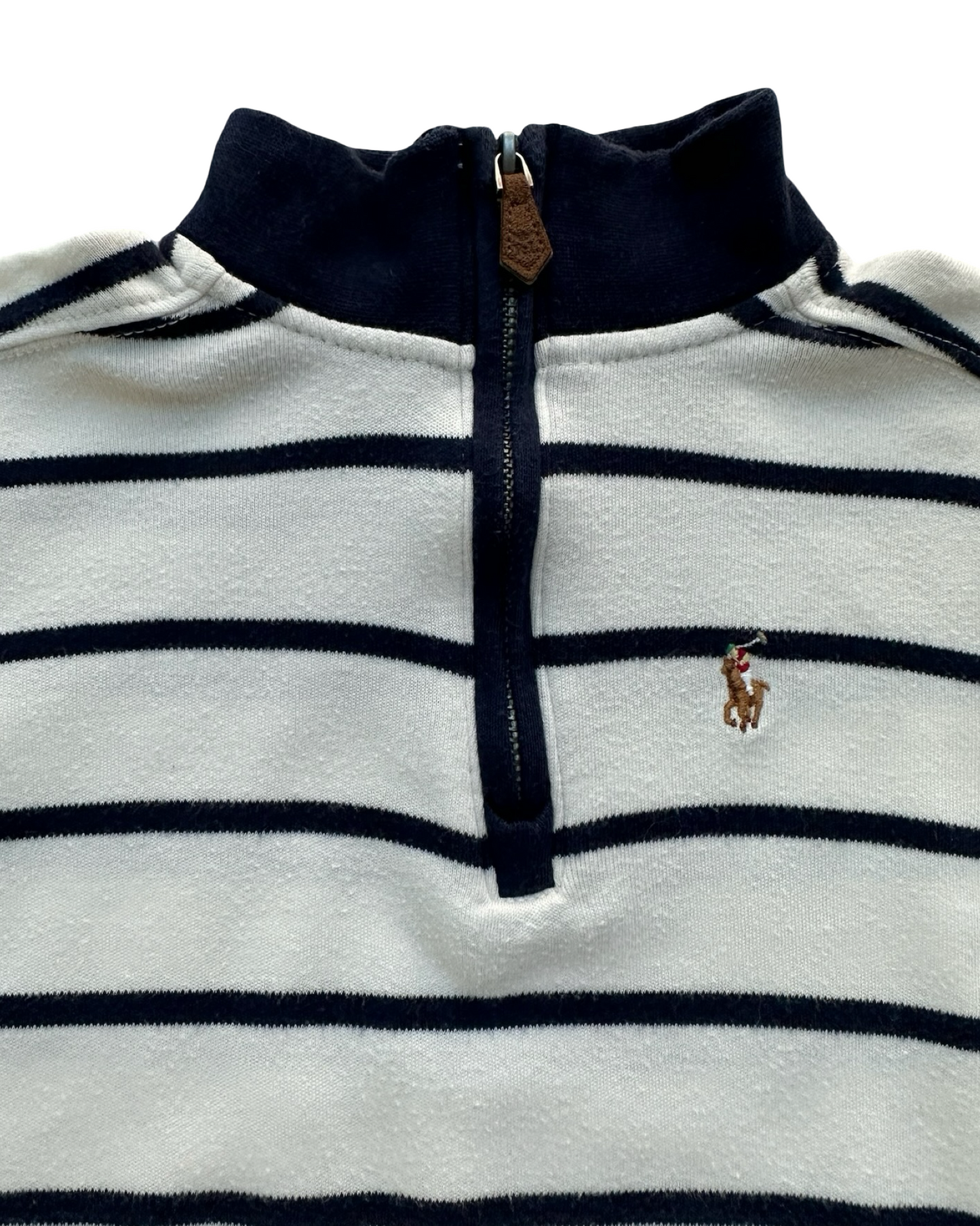 3T Toddler Boys Polo Ralph Lauren Striped 1/4 Zip, Long Sleeve Sweatshirt.