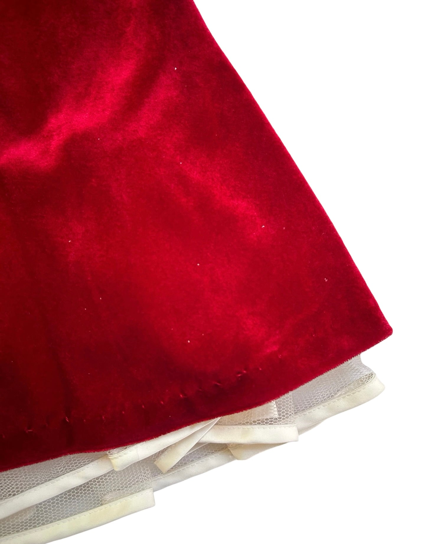 3T Toddler Girl Rare Editions Velvet Red / White Collar Bows Lined Holiday Dress.