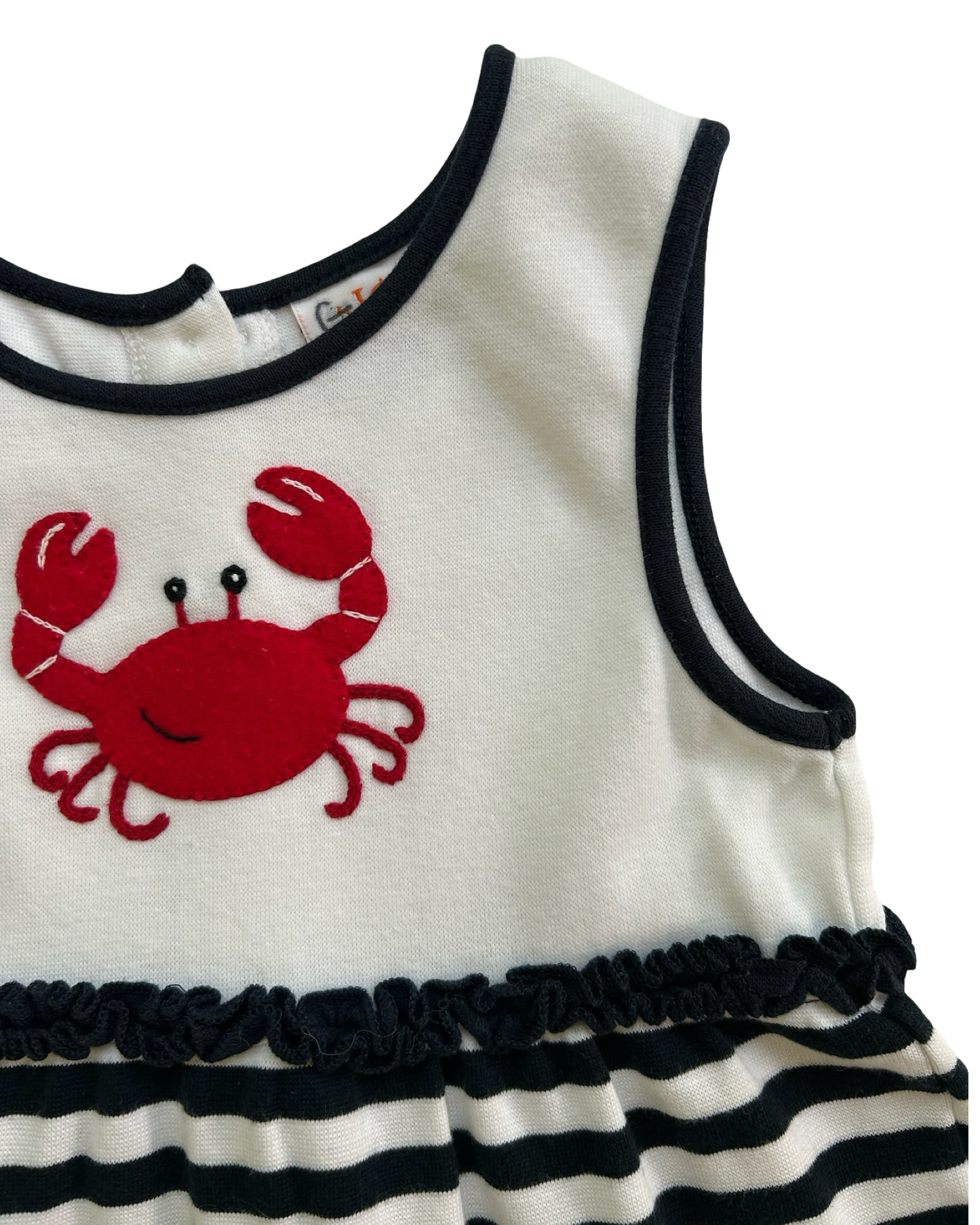 4T  Toddlers Girls Luigi Kids Striped Crab Appliqué Dress.