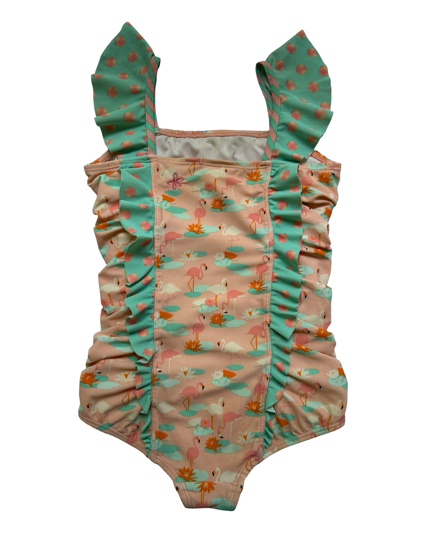 6T Toddlers Girls Matilda Jane The Adventure Begins Slip and Slide Flamingo Swimsuit.