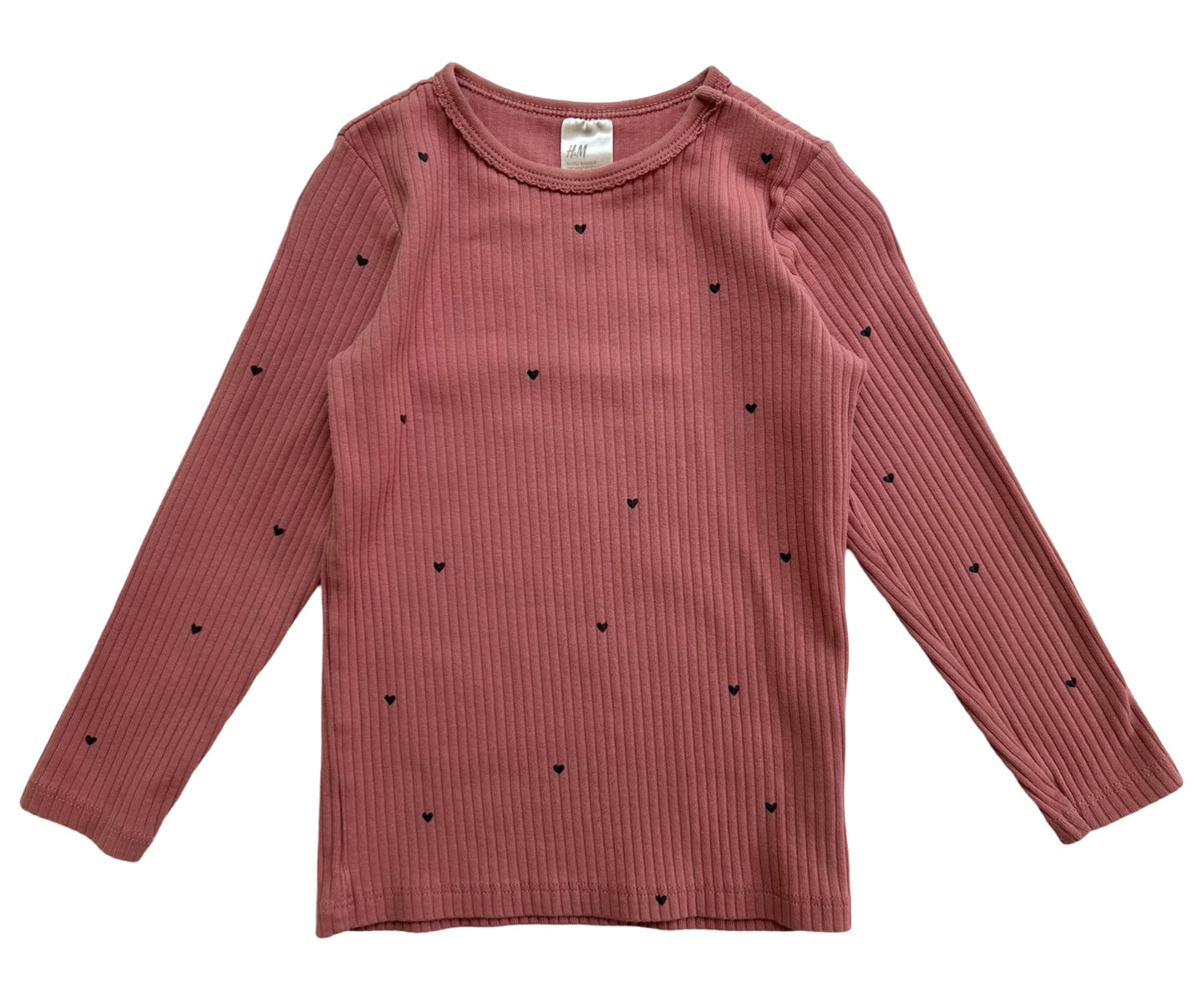 2T Toddler Girls H&M Heart 🖤🖤🖤 Long Sleeve Sweater Top.