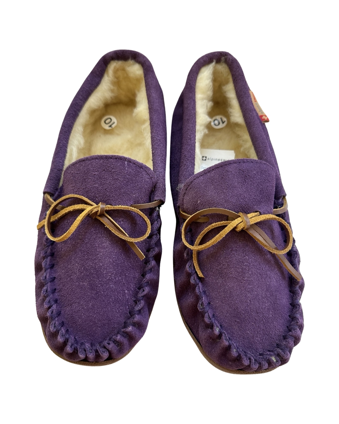 Women's Size 10 Alpine Swiss Genuine Leather Purple Sabine Slippers