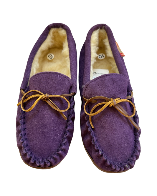Women's Size 10 Alpine Swiss Genuine Leather Purple Sabine Slippers