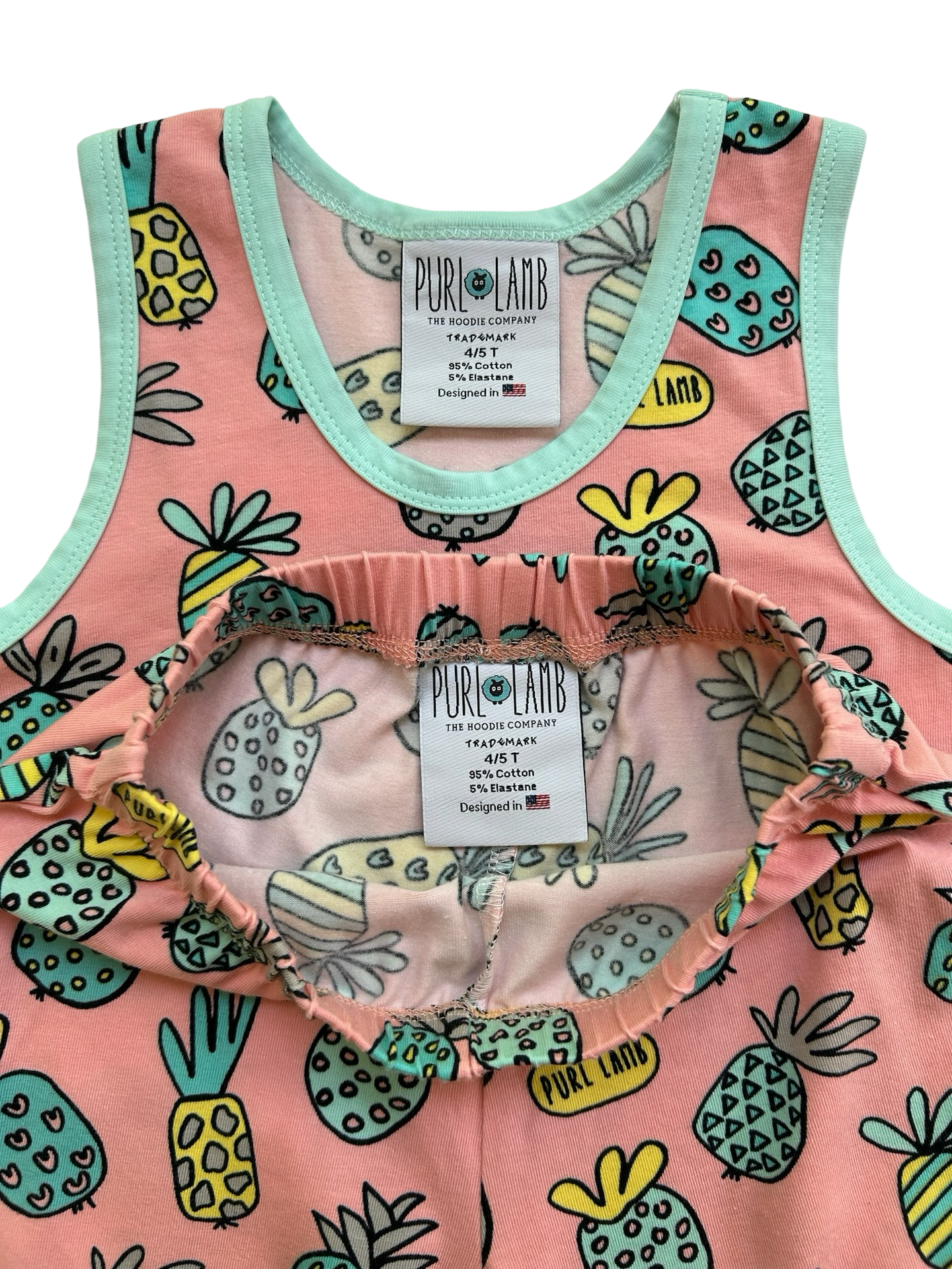 4T / 5T Toddler Boy Girl PURL Lamb Pineapple Tank Top And Shorts Set