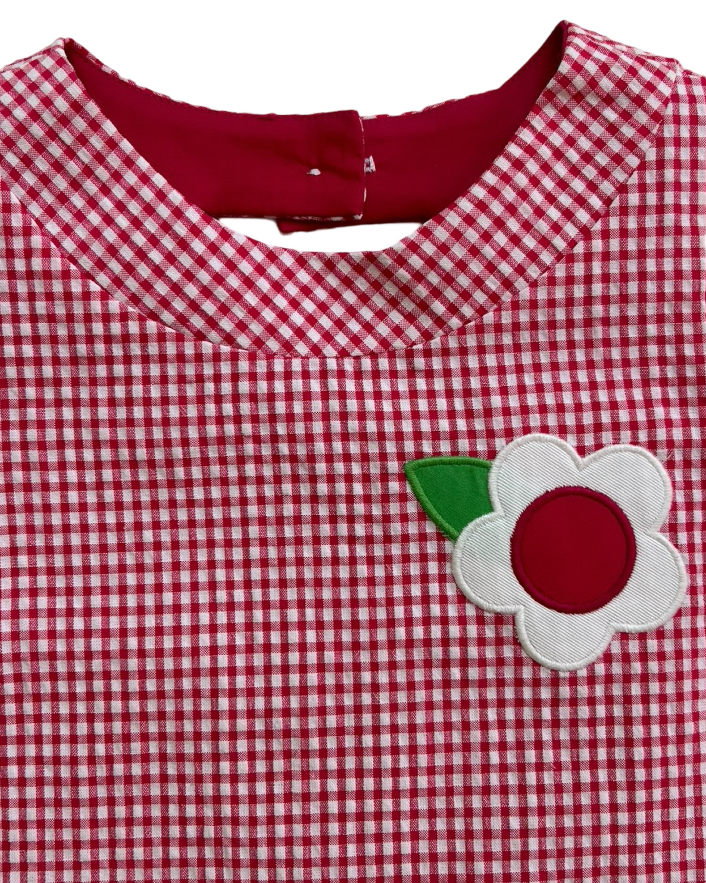 4T Toddler Girl Florence Eiseman Cherry Red Gingham Seersucker Cutout Flower Dress NWT.