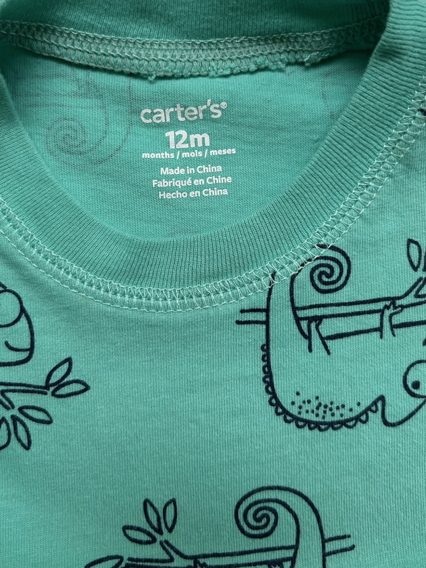 12M Baby Boy Carters Chameleon Romper.