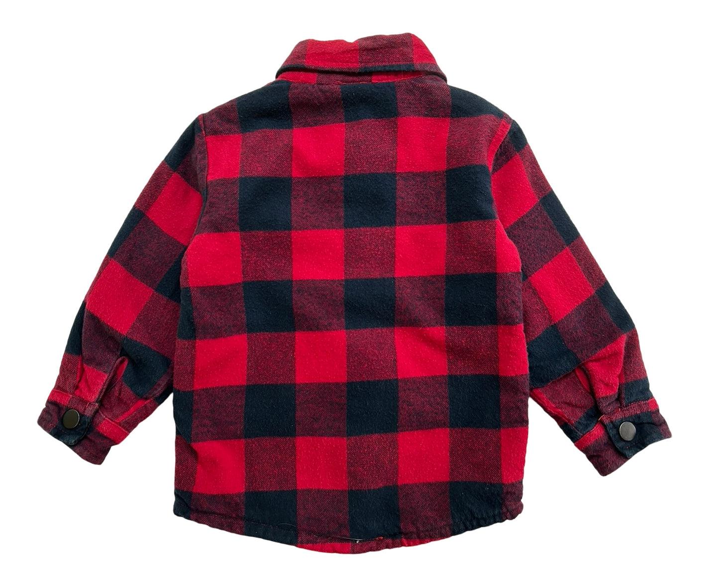 18M-24M Baby Boy Little Bipsy Long Sleeve Plaid Shacket Top Fleece Lined