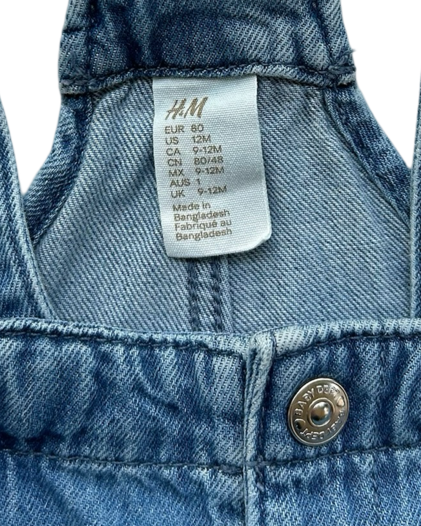 12M Baby Girls H&M Overall  Short Demin Blue Romper.