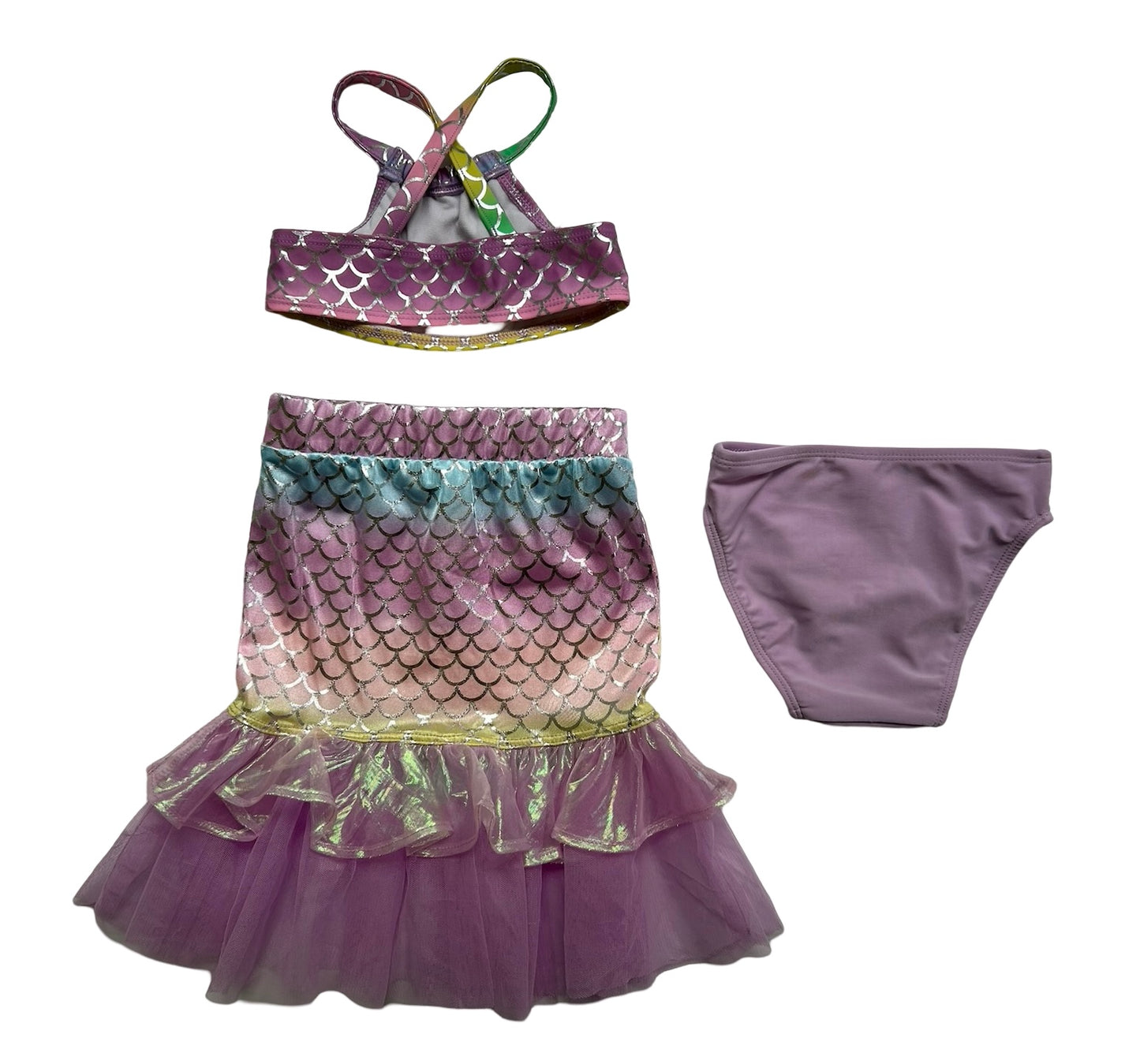 18M Baby Girl Cat & Jack Adorable Mermaid Swim Set 3 Pieces.