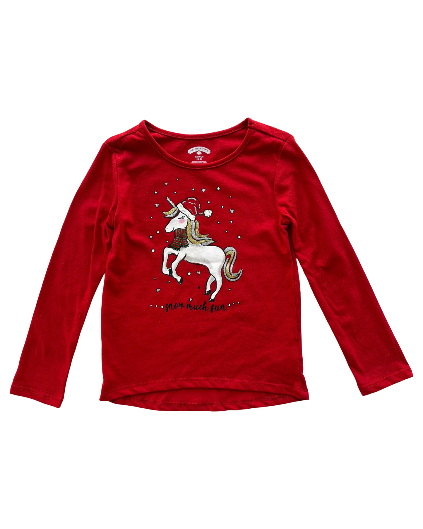 XS 4T-5T Toddler Girl Holiday Time Christmas Unicorn Sweatshirt Knit Top