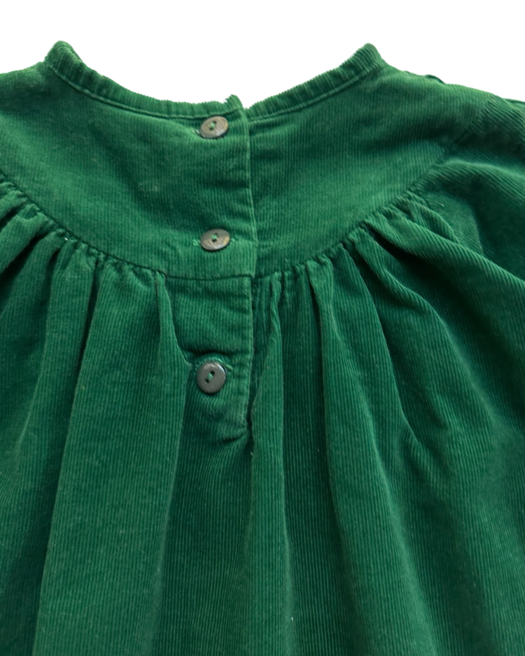 18M Baby Girl Sweet Heart Rose Green Corduroy Smocked Santa Christmas Dress