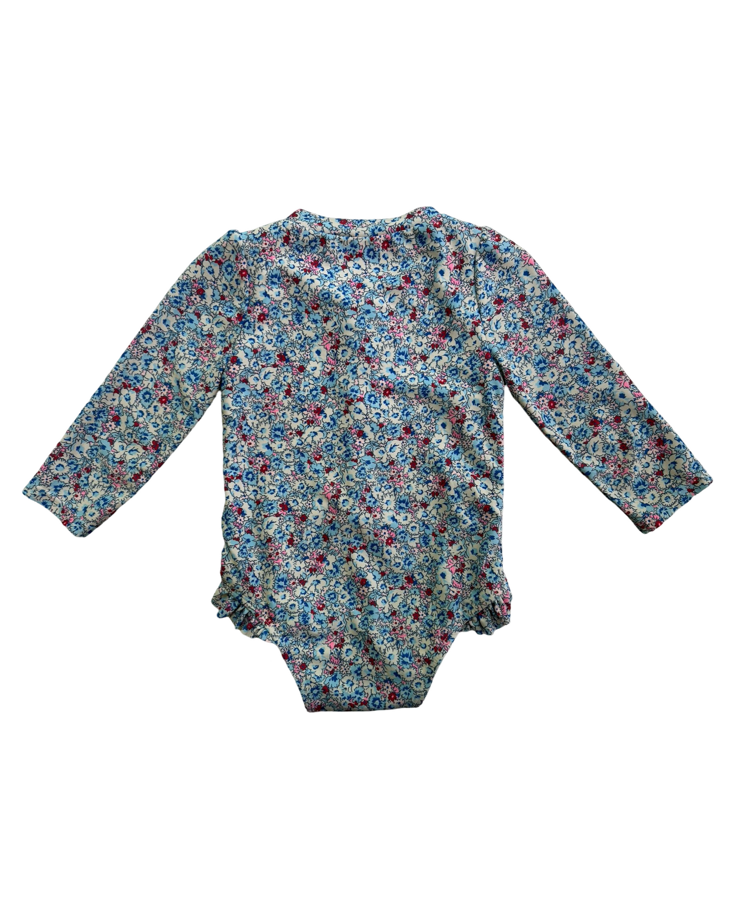 12M - 18M Baby Girls Baby Gap Floral Print Long Sleeve Swimsuit.