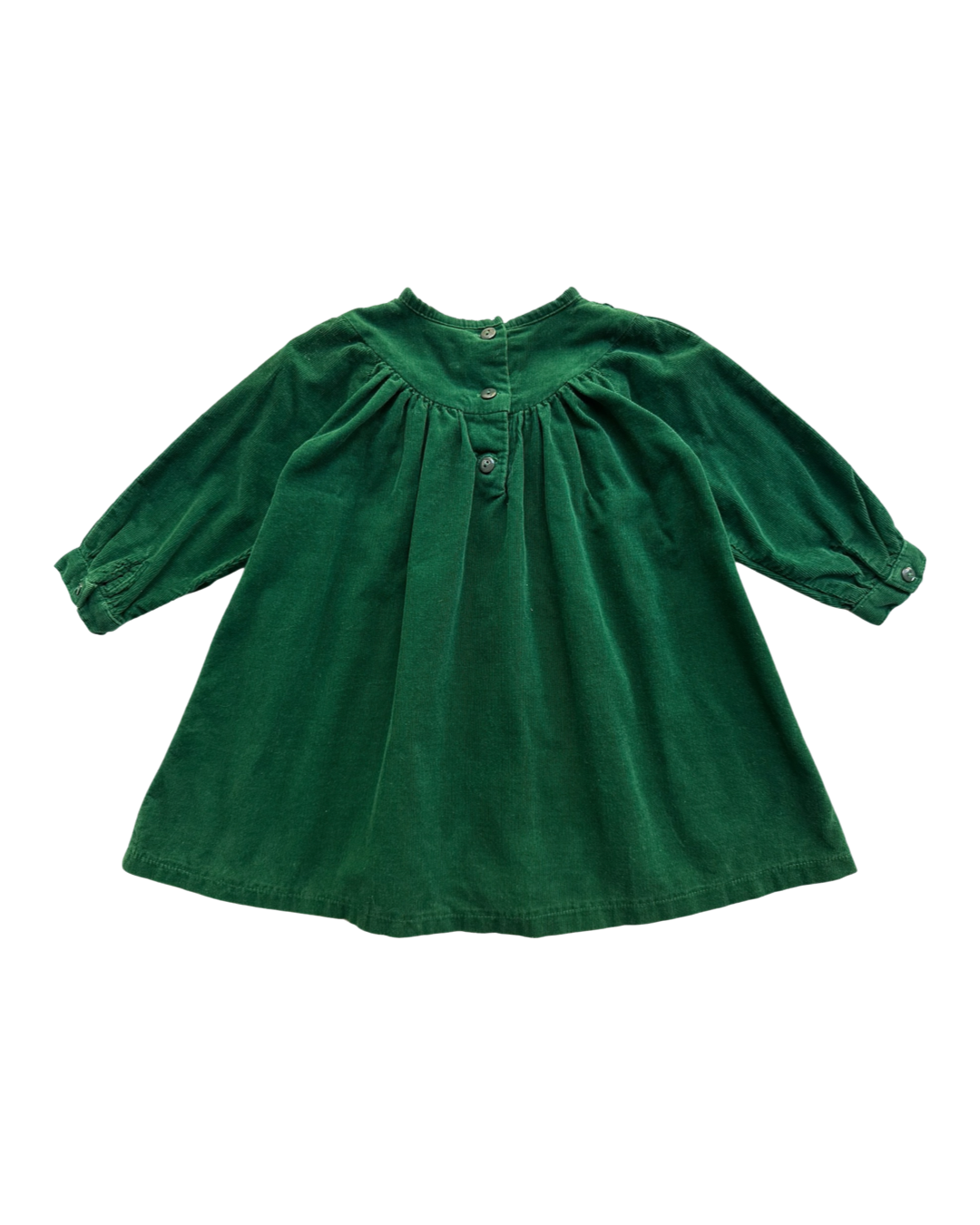 18M Baby Girl Sweet Heart Rose Green Corduroy Smocked Santa Christmas Dress