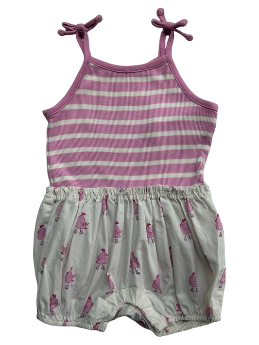 6M-12M Baby Girls Baby Gap Bird 🐦 Pink & White Striped Romper