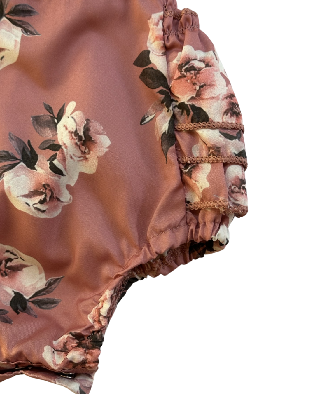 18M-24M Baby Girl Mauve Pink Floral Flutter Sleeve Ruffle Romper
