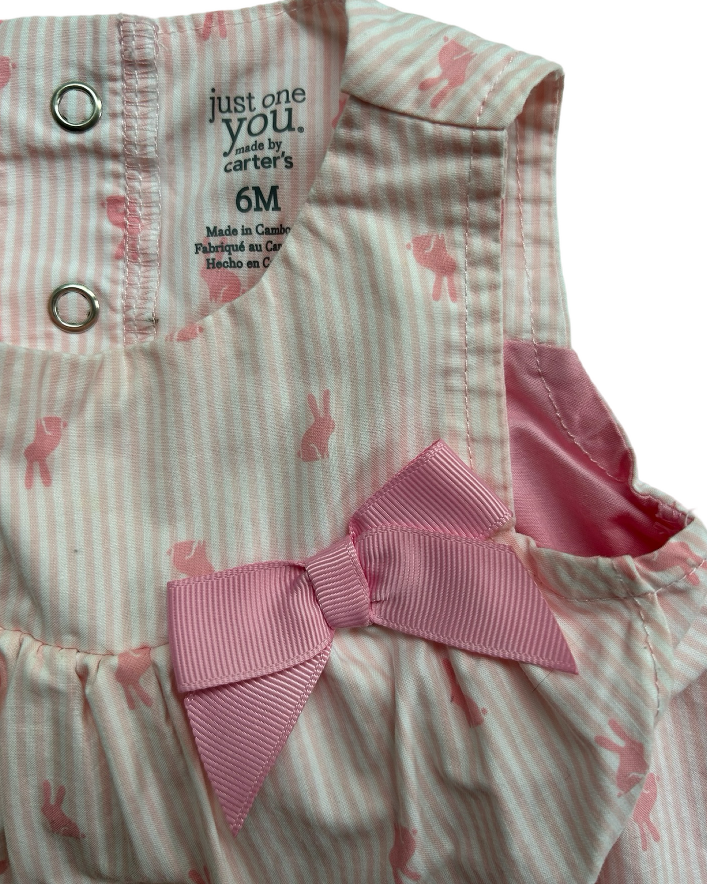 6M Baby Girl Carters Pink Bunny Dress Onesie