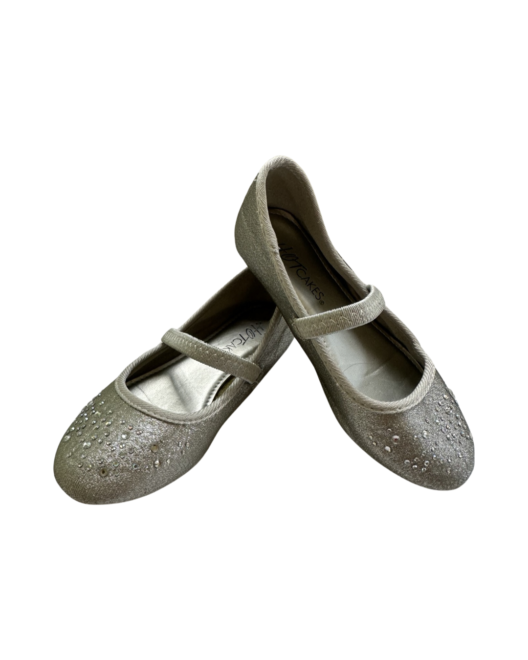 Little Girls Silver Sparkle Hotcakes flat Dress Shoes - Size 10C