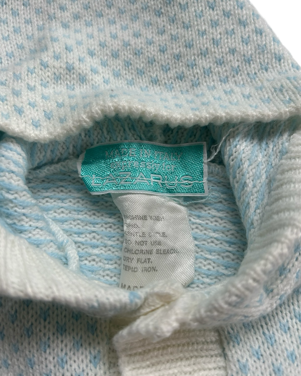 6-12M Baby Boy Lazarus Vintage White and Blue Bunny Sweater
