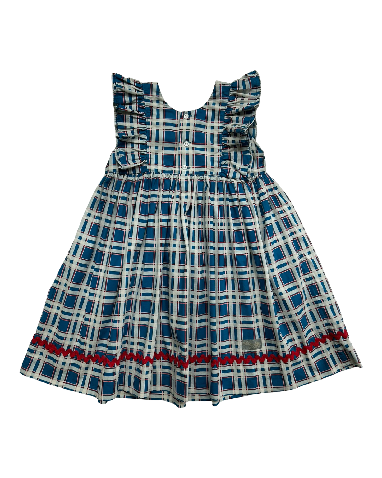 6T-7T Toddlers Girls Eleanor Rose Patriotic, Plaid, Ruffled Sleeve Dress