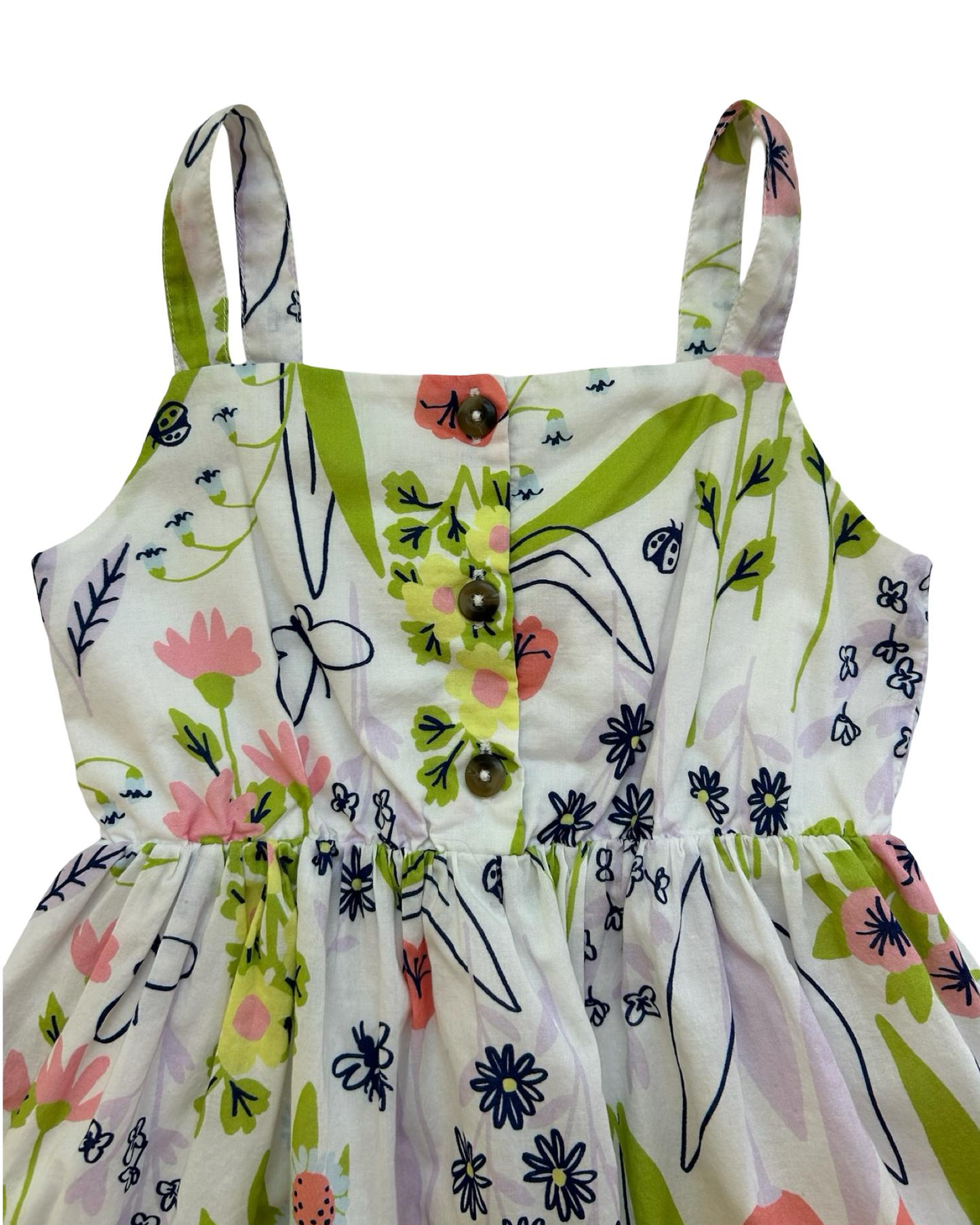 XS 4T-5T Toddler Girls Cat & Jack Button Front Floral Sleeveless.