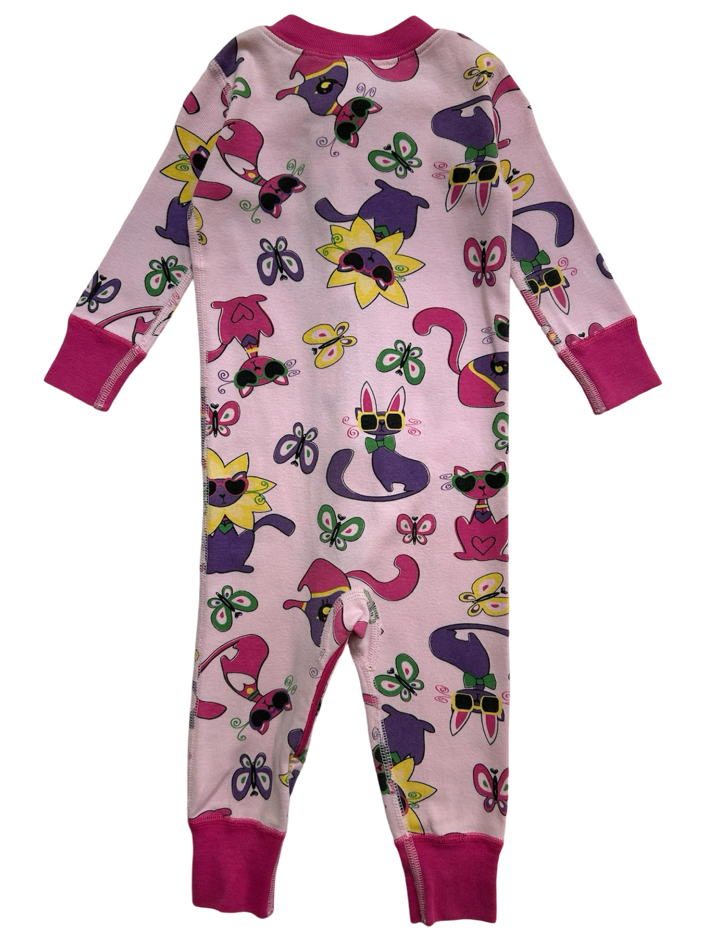 9M-18M Baby Girls Hanna Andersson Cats 🐈‍⬛ 🐈  And Butterfly 🦋🦋 Print Zip Sleeper In Organic Cotton Pjs.