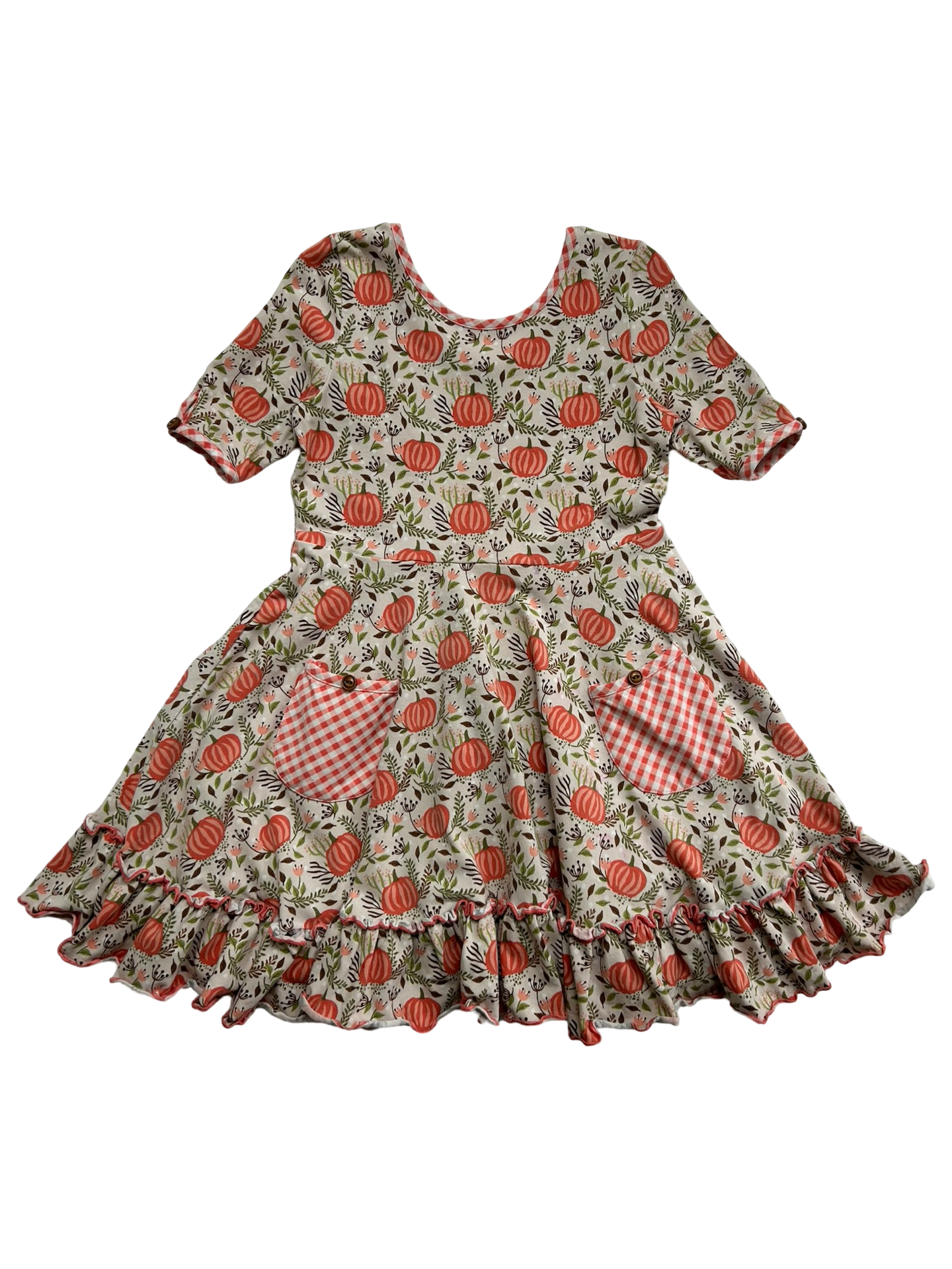 5T Toddler Girl / 6x Girls Shrimp & Grits Serendipity Pink Pumpkin Twirl Dress With Matching Doll Dress