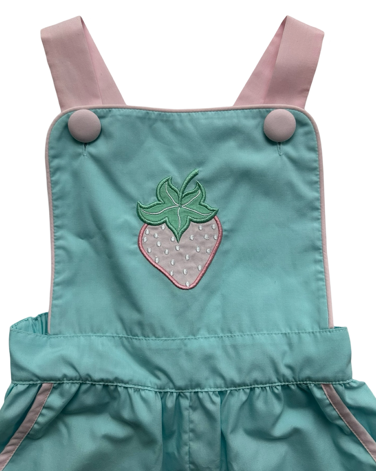 5T Toddler Girl Stitchy Fish Blue / Pink Strawberry Romper