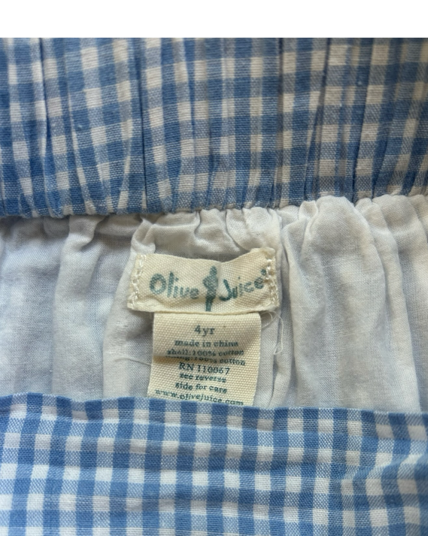 4T Toddlers Girls Olive Juice Cotton Checkered Pockets Skirt.