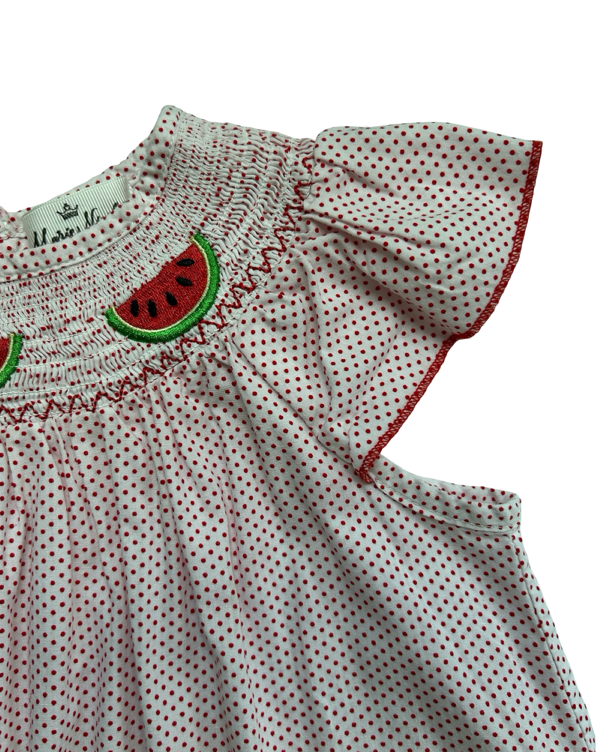 XL 6T Toddler Girls Marie Nicole Clothing Set 3 Piece, Dots Watermelon 🍉 Embroidered Dress, Cow Appliqué Dress And Red Ruffle Shorts.