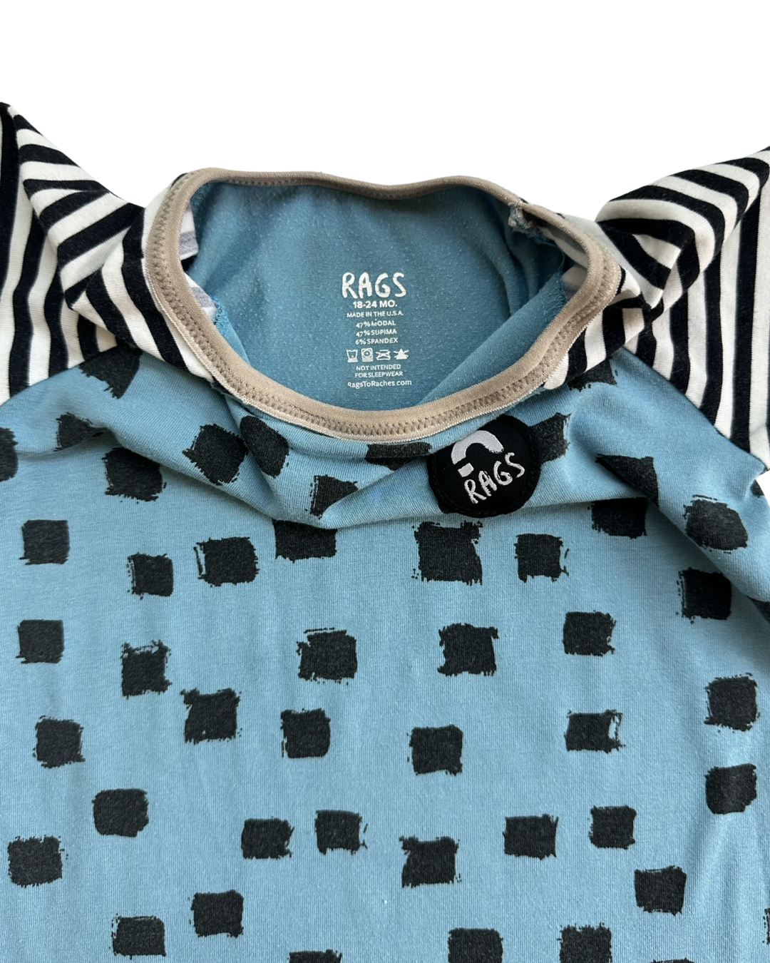 18-24M Baby Boy RAGS to Raches Blue & Black Shortie Romper