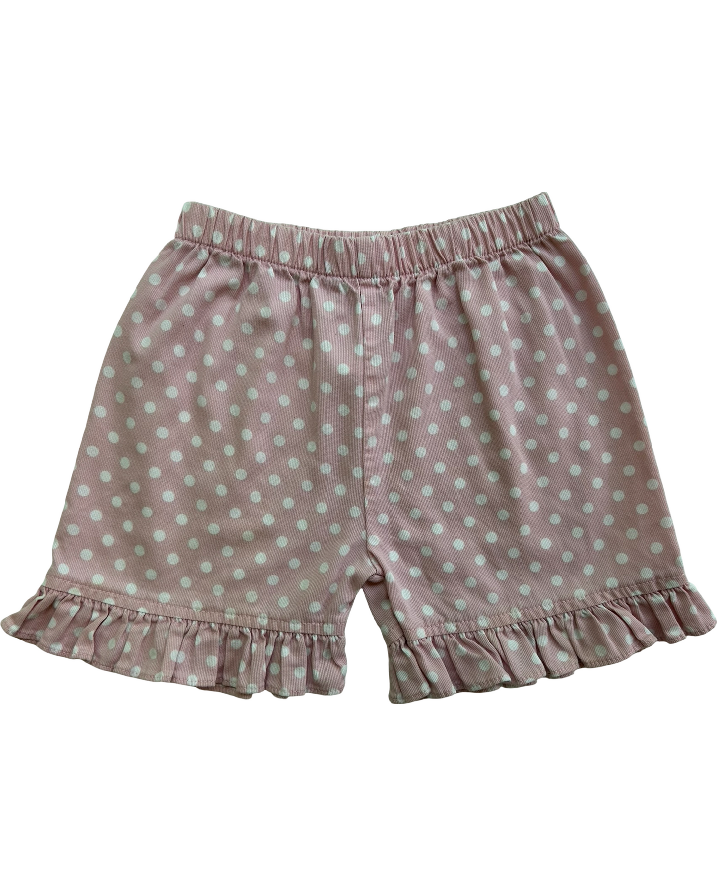 4T Toddlers Girls Boutique Pink Knit Polka Dot Short With Ruffle.