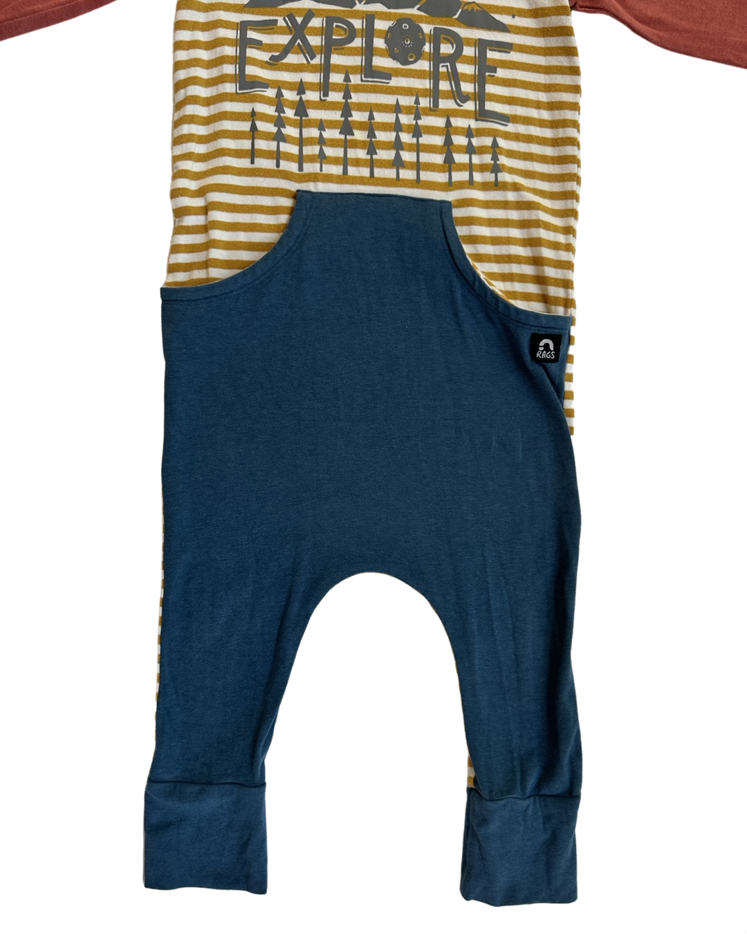2T Toddler Boy Explore RAGS to Raches Hooded Long Sleeve Romper