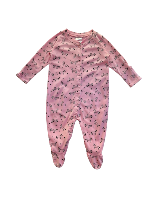 3-6M Baby Girl Hanna Andersson Pink Organic Pima Cotton Unicorn Sleeper